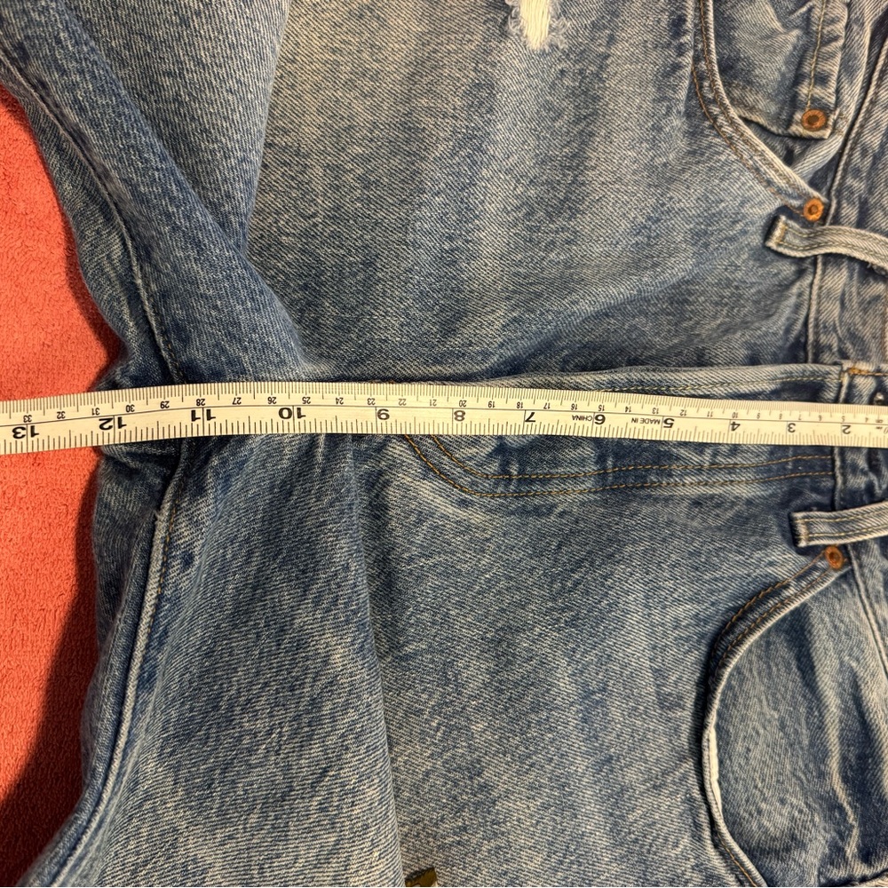 Slim Straight Distressed Light Blue Men's Jeans - Picture 6 of 16